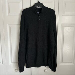 Jeremy Argyle Sweater Mens 2XL Gray Wool Yak Cashmere Mock Neck Henley Grandpa